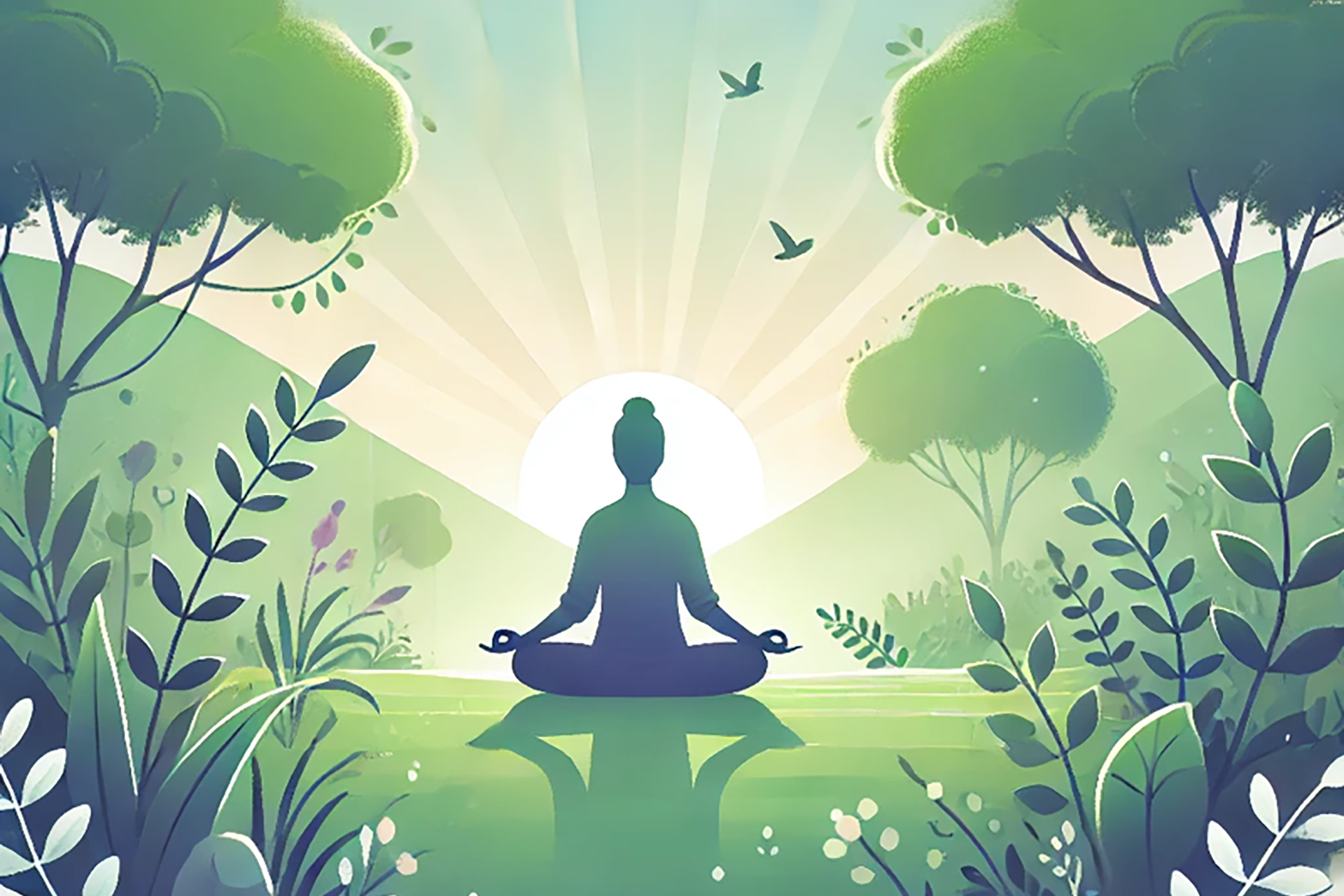 Person practicing mindfulness by meditating outdoors to reduce anxiety.