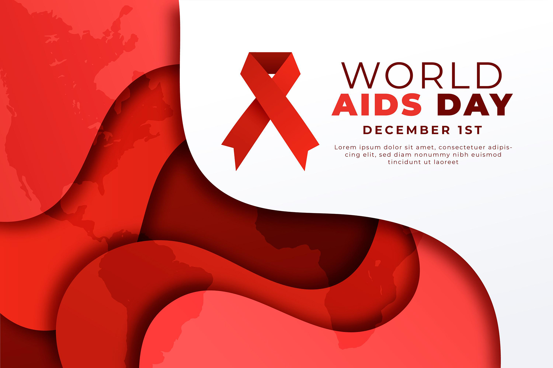 A red ribbon symbolizing World AIDS Day and global solidarity in the fight against HIV/AIDS.